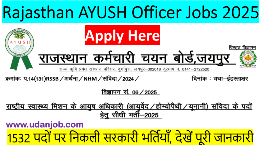 Rajasthan AYUSH Officer Jobs 2025